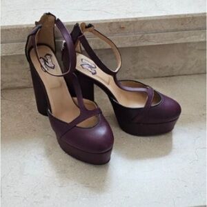 Tommy Hilfiger Purple Cross-Strap Platform Pumps